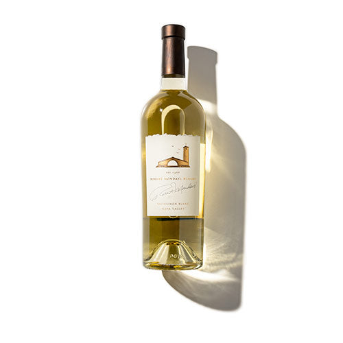 A bottle of 2022 Sauvignon Blanc Napa Valley on a white background.