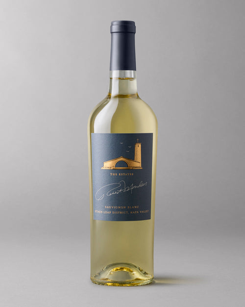 A bottle of 2022 The Estates Sauvignon Blanc Stags Leap District on a grey background