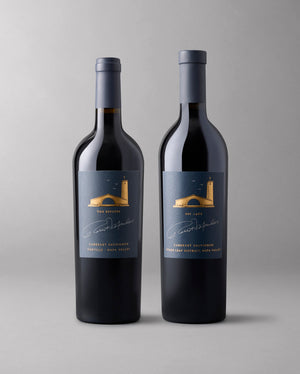 Two bottles of our Estates Cabernet Sauvignon: one from Oakville, the other Stag's Leap District
