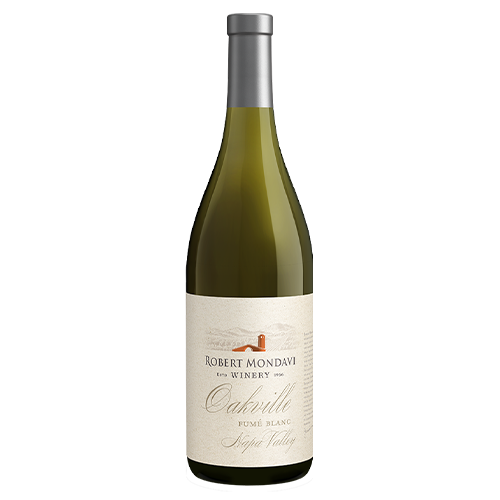 A bottle of 2018 Fume Blanc Oakville Napa Valley on a white background.